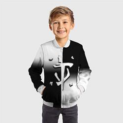 Бомбер детский Doom black geometry, цвет: 3D-белый — фото 2