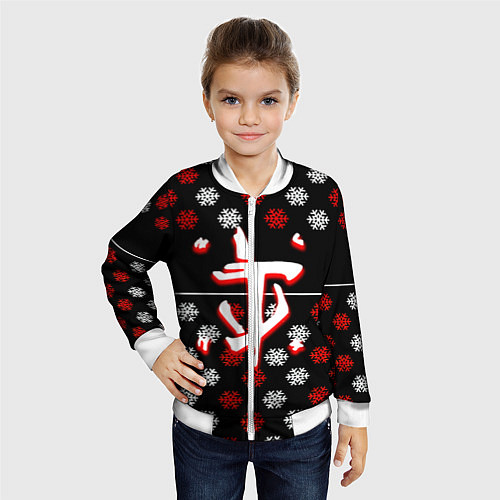 Детский бомбер Doom winter pattern steel / 3D-Белый – фото 4