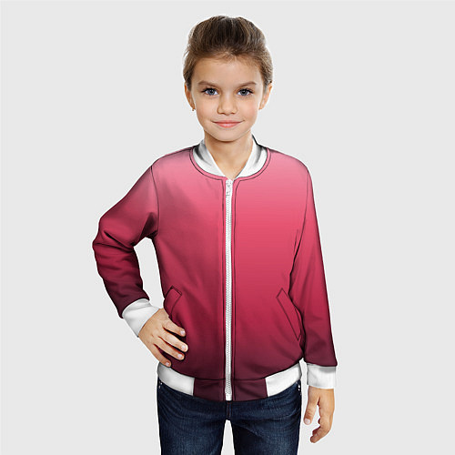 Детский бомбер Градиент гранатовый / 3D-Белый – фото 4