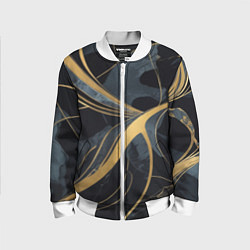 Бомбер детский Мраморный узор с золотыми полосками, цвет: 3D-белый