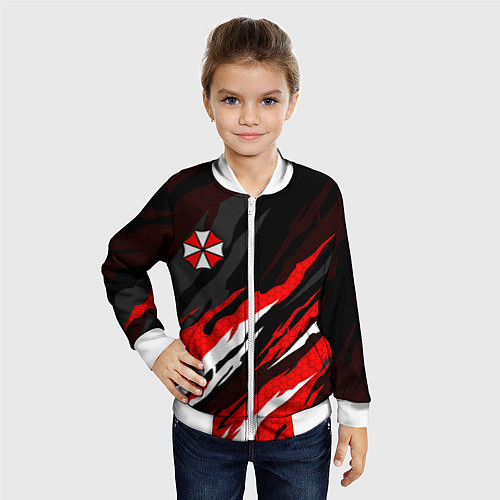 Детский бомбер Umbrella - красное пламя / 3D-Белый – фото 4