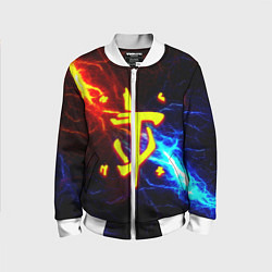 Бомбер детский Doom шторм с молниями, цвет: 3D-белый