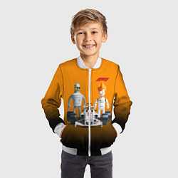 Бомбер детский Механик Бендер и пилот формулы 1 Фрай, цвет: 3D-белый — фото 2