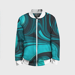 Бомбер детский Мраморный малахитовый узор из изумрудных разводов, цвет: 3D-белый