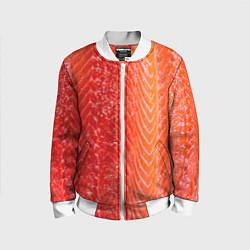 Бомбер детский Лосось филе текстура, цвет: 3D-белый