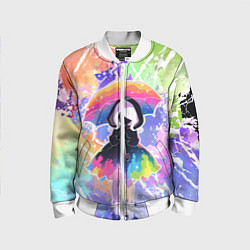 Бомбер детский Девочка под дождём арт, цвет: 3D-белый