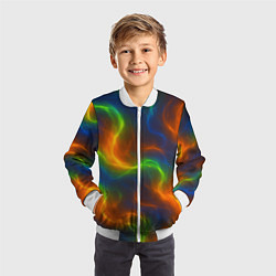 Бомбер детский Разноцветное пламя и дым, цвет: 3D-белый — фото 2