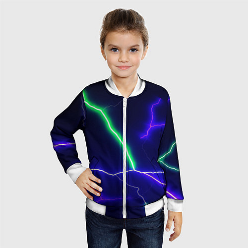 Детский бомбер Multicolored lightning / 3D-Белый – фото 4