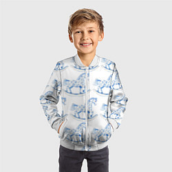 Бомбер детский Лошадка качалка гжель, цвет: 3D-белый — фото 2