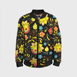 Бомбер детский Хохлома узор, цвет: 3D-черный