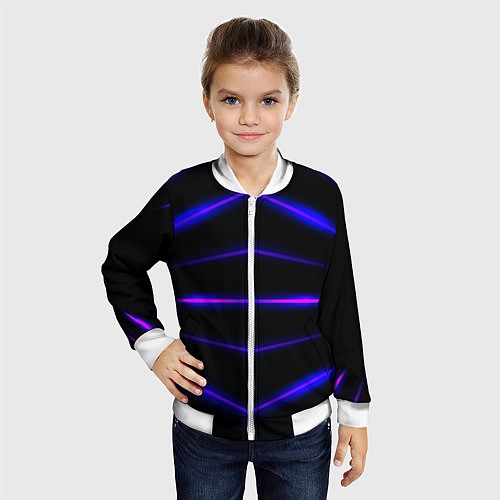 Детский бомбер Color black neon stripes / 3D-Белый – фото 4