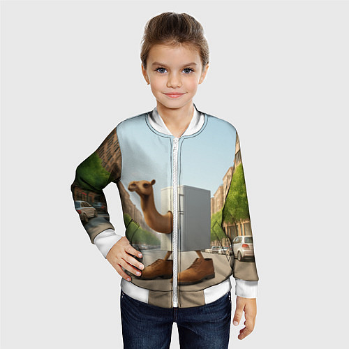 Детский бомбер Фриго Камело мем / 3D-Белый – фото 4