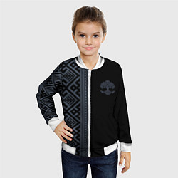 Бомбер детский Славянские узоры и древо жизни, цвет: 3D-белый — фото 2