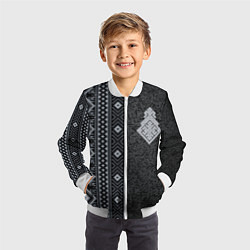 Бомбер детский Славянский орнамент Макошь, цвет: 3D-белый — фото 2