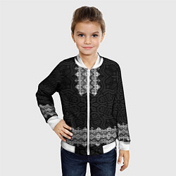 Бомбер детский Славянский орнамент с узорной вышиванкой, цвет: 3D-белый — фото 2