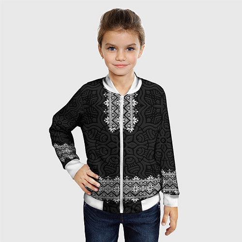 Детский бомбер Славянский орнамент с узорной вышиванкой / 3D-Белый – фото 4