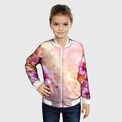 Бомбер детский Нежный розовый цветочный с золотистым свечением, цвет: 3D-белый — фото 2