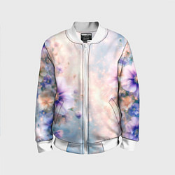 Детский бомбер Нежный голубой цветочный с золотистым свечением