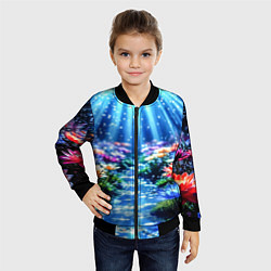 Бомбер детский Цветы на глубине освещённые лучами, цвет: 3D-черный — фото 2
