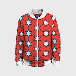 Бомбер детский Звезды на красном, цвет: 3D-белый