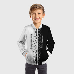 Бомбер детский Лучше вода у друга черно-белый узор, цвет: 3D-белый — фото 2
