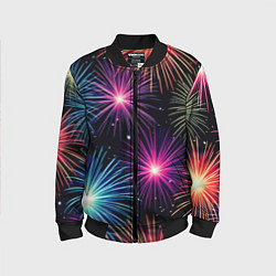 Бомбер детский Стилизованный праздничный салют, цвет: 3D-черный