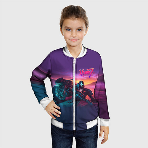 Детский бомбер Venom near his motorcycle - ai art fantasy / 3D-Белый – фото 4