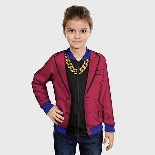 Детский бомбер Малиновый пиджак - новый русский 90-е / 3D-Синий – фото 4