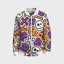 Бомбер детский Funny skulls, цвет: 3D-белый