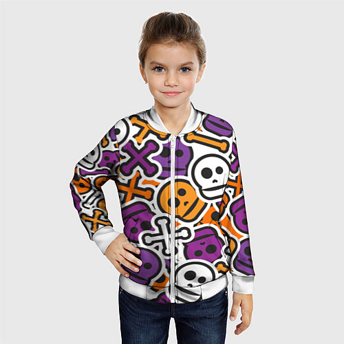 Детский бомбер Funny skulls / 3D-Белый – фото 4