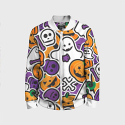Бомбер детский Улыбки хэллоуина, цвет: 3D-белый
