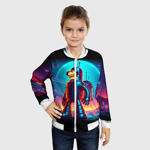 Детский бомбер Космонавт Бендер на неоновой планете / 3D-Белый – фото 4