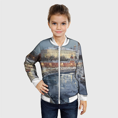 Детский бомбер Новогодние праздники в Москве / 3D-Белый – фото 4