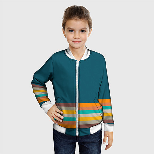 Детский бомбер Индиго и шумовой градиент заката с текстурой / 3D-Белый – фото 4