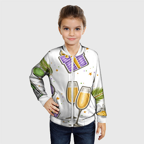 Детский бомбер Новогодний вайб / 3D-Белый – фото 4