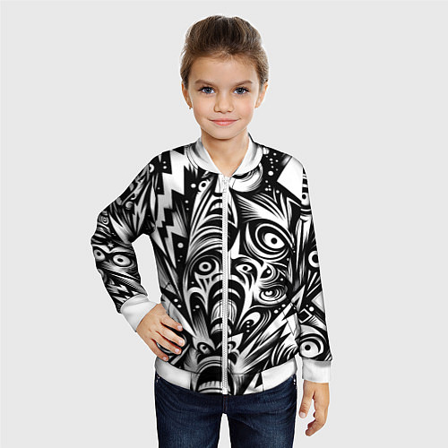 Детский бомбер Lightnings and faces - ai art fantasy / 3D-Белый – фото 4