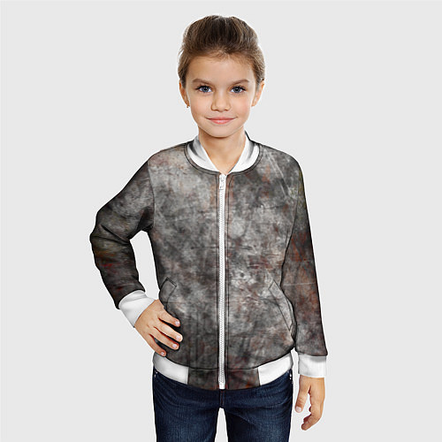 Детский бомбер Абстракция - gray stone / 3D-Белый – фото 4