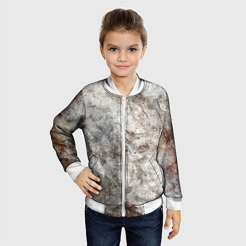 Детский бомбер Абстракция - gray limestone / 3D-Белый – фото 4