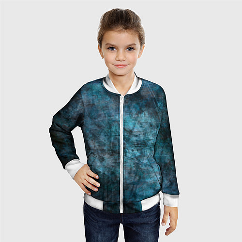 Детский бомбер Абстракция - dark blue / 3D-Белый – фото 4