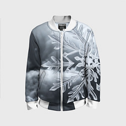 Бомбер детский Снежинка на черно белое, цвет: 3D-белый