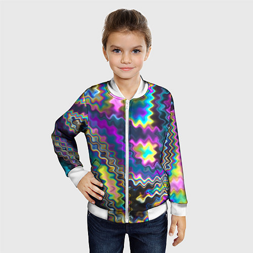 Детский бомбер Абстракция переливы / 3D-Белый – фото 4