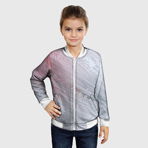 Детский бомбер Морозные полосы на стекле / 3D-Белый – фото 4