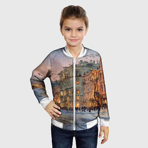 Детский бомбер Зимний Санкт-Петербург / 3D-Белый – фото 4