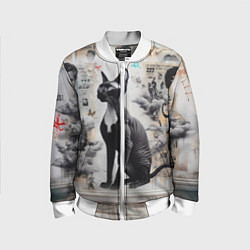 Детский бомбер Кошка Корниш-рекс - ретро граффити