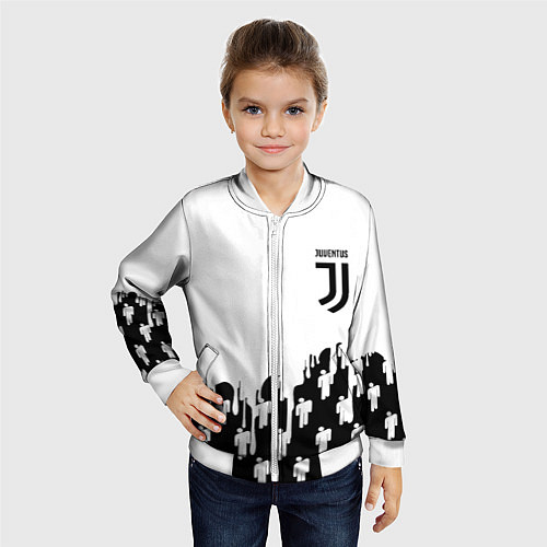 Детский бомбер Ювентус краски люди / 3D-Белый – фото 4
