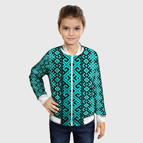 Детский бомбер Орнамент славянский / 3D-Белый – фото 4