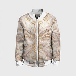 Бомбер детский Перламутровый орнамент с перьями, цвет: 3D-белый