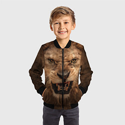 Бомбер детский Взгляд льва, цвет: 3D-черный — фото 2
