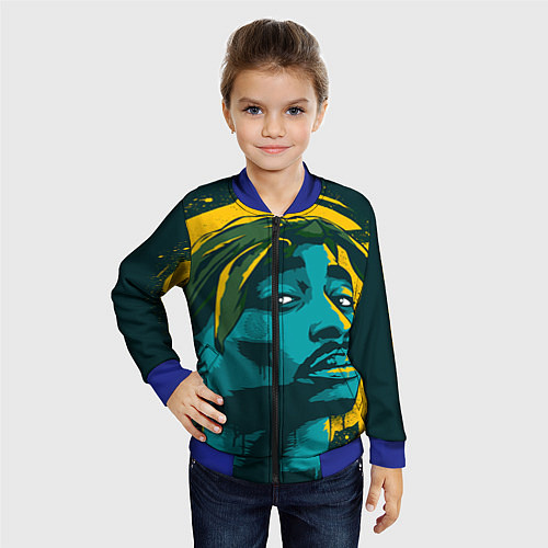 Детский бомбер 2Pac Shakur / 3D-Синий – фото 4