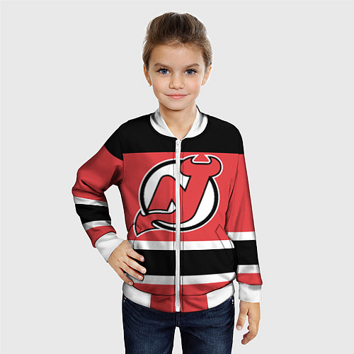 Детский бомбер New Jersey Devils / 3D-Белый – фото 4